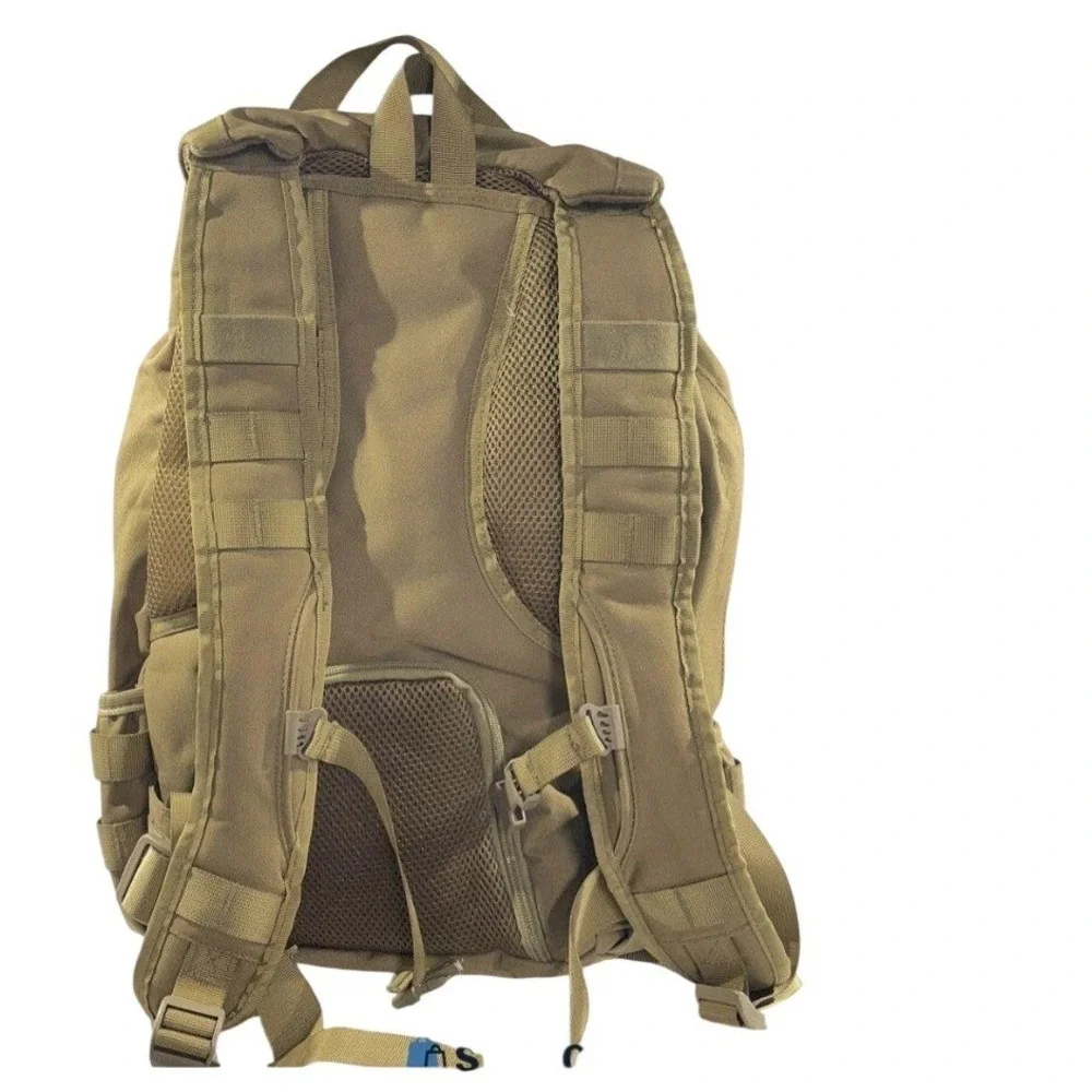 T.B.G. Canvas Military Style Backpack 19 Inch Tan Tactical MOLLE Bag